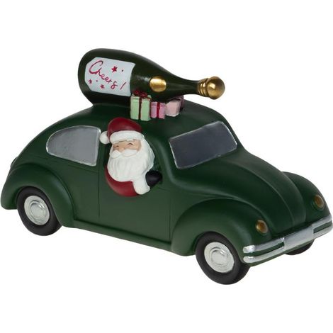 Amadeus - Père Noël en voiture champagne 12 cm en résine verte (1/2)
