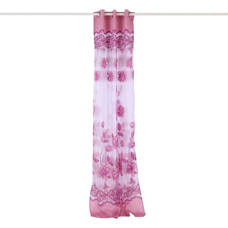 Rideau En Tulle Floral - Polyester Translucant Avec Oeillet - Pour Chambre Salon Balcon - 1 Pièce (1/5)