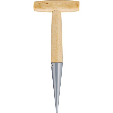 Plantoir à bulbes avec pointe en acier 27 cm - Plantoir à main avec manche en bois solide - Outil de jardinage pour adultes, Marron (1/4)