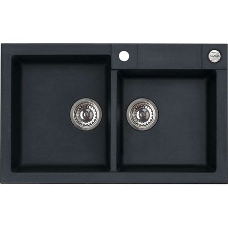 Alveus Rock - Lavello in granito 78x48 cm, con comando dello scarico, carbon 1090965