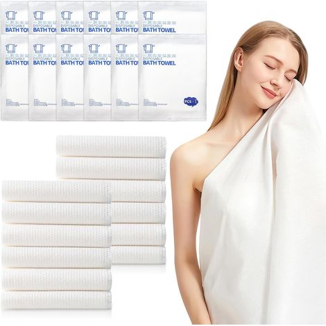 Disposable Compressed Towels, 12-Pack Large Compressed Bath Towels, Portable, Reusable, Ultra-Absorbent, Travel Towels for Travel, Camping, Sports, Home, 140 x 70 cm (1/5)