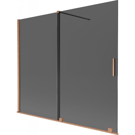 Mexen Velar paratia per vasca da bagno scorrevole a 2 ante 180 x 150 cm, grafite, rame spazzolato - 896-180-000-41-65 (1/2)