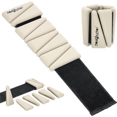 Pesas ajustables para tobillos y muñecas para ejercicios, 2 x 0,90 kg - beige