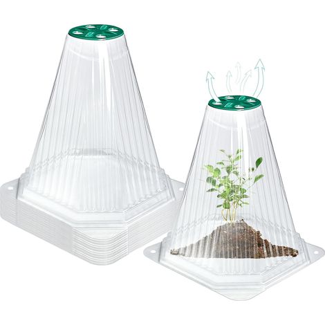 12 cubiertas transparentes para plantas de 7,9", protección contra heladas, protectores de plantas contra animales y heladas. Protección de jardín reutilizable con (1/5)