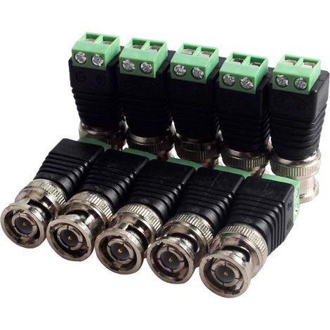 Lot de connecteurs coaxiaux Cat5 vers BNC mâle vidéo (1/5)