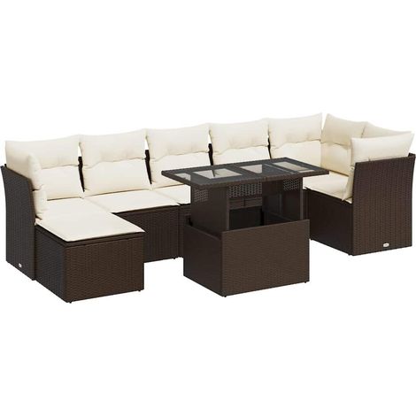 vidaXL Set Divani da Giardino 8 pz con Cuscini Marrone in Polyrattan (1/5)