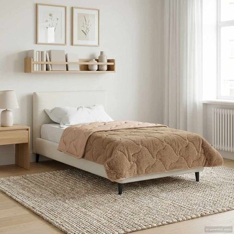 Winterbettdecke Taupe 140 x 220 cm Mikrofaser und Teddy-Fleece