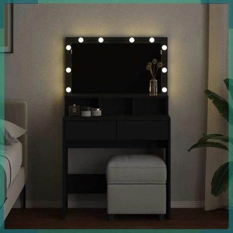 848186 Coiffeuse avec LED noir 80x41x134,5 cm (1/5)