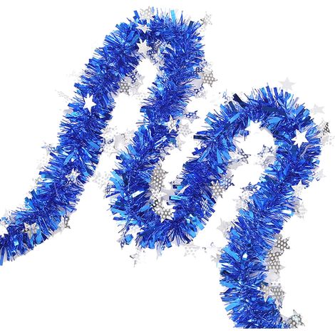 Guirlande En Laine Métallisée - Guirlande Torsadée Avec Étoiles Argentées - Décoration Intérieure Et Extérieure Pour Fêtes - Longueur 2 M (1/4)