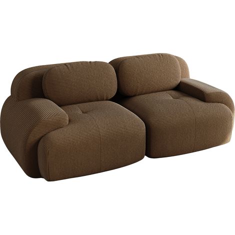 ELVMI Canapé d'angle modulaire avec Design Sans Cadre, Accoudoirs Incurvés et Base Antidérapante, en Velours Côtelé, Marron (1/5)