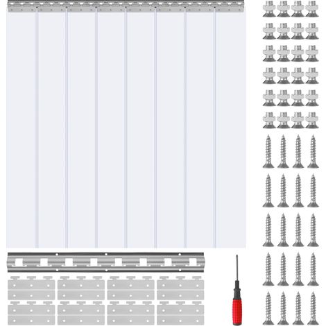 VEVOR Streifenvorhang, 213 cm Höhe x 121 cm Breite, 0,2 cm Dicke, 8 Stück transparenter PVC-Streifen-Türvorhang, Gefrierschrankvorhang, Kunststoff-Türstreifen für begehbare Gefrierschränke (1/5)