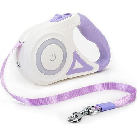 Laisse De Chien Rétractable, Frein Et Verrouillage Faciles à Un Bouton Laisse De Chien Extensible avec Lampe De Poche LED(M, Longueur De Corde 5M, Violet) (1/5)