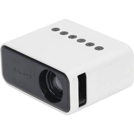 Mini projecteur portable HD LED pour films à domicile, compatible avec les téléphones portables, ordinateurs portables, téléviseurs, tablettes et autres appareils mobiles. Blanc, prise européenne 100- (1/5)