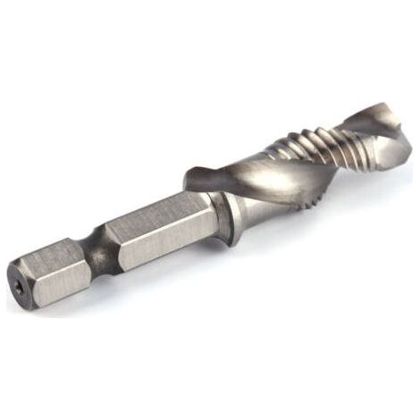 Punta da trapano per maschiatura M10, punta da trapano esagonale HSS da 1/4" per maschiatura su legno, plastica e alluminio, punta combinata da trapano e maschio M10 (1/4)