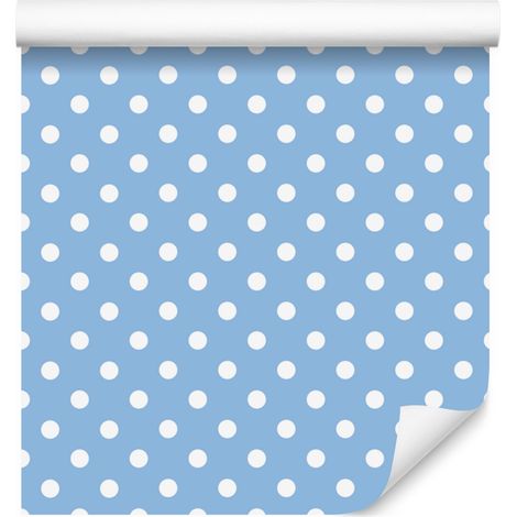 Papier peint à pois azur, formes douces pour salon et chambre 50x1000 cm (1/5)