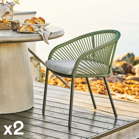 Fauteuil en aluminium vert avec coussin (lot de 2) KUTA (1/5)