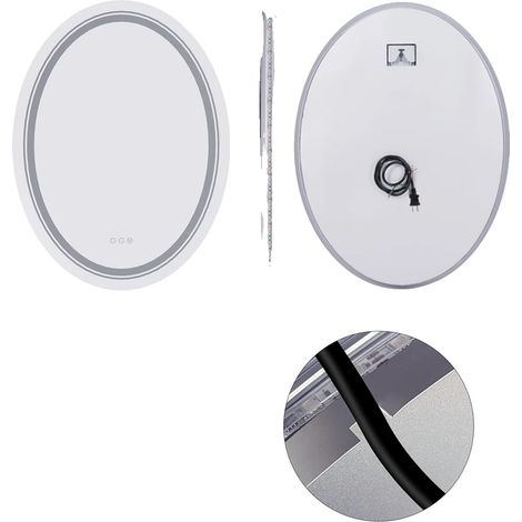 Espejo de baño con iluminación LED y función antivaho, 500x700 mm. (1/2)