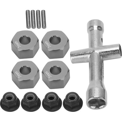 12-mm-Radsechskantnabenadapter, 7 mm dicke M4-Flanschmuttern, Kreuzschlüsselsatz für 1/10 RC-Cars, Titan (1/5)