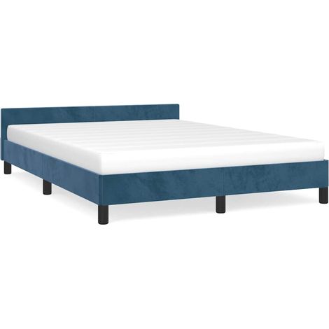 Lit double,Lit adulte,Cadre de lit sans matelas bleu foncé 140x190 cm velours CFW2881305 (1/5)