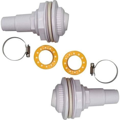2 kit di getti di controlavaggio - Completi di raccordi, gruppo occhiello, morsetti, rondelle e nastro filettato in PTFE - Per piscine FibroPool e fuori terra (1/4)