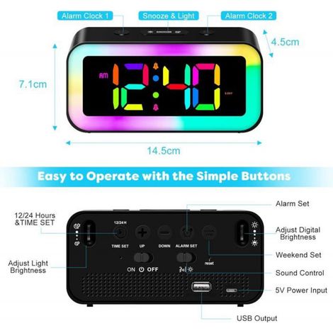 Réveil Lumière - Simulation Lever Coucher Soleil - Radio FM - 6 Sons Naturels - 7 Couleurs LED - 10 Niveaux Luminosité - Pour Chambre Adulte Enfant - 1 Pièce (1/4)