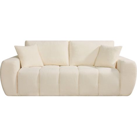 Habitat Et Jardin – Canapé droit 3 places en tissu bubble – Dimensions 205 x 107 x 84 cm – Beige – Confort optimal avec rembourrage mousse (1/4)