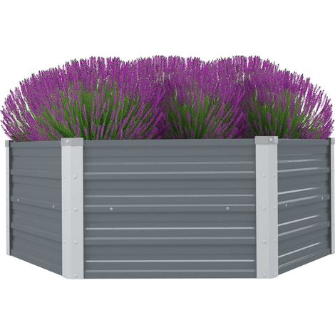 Raised Garden Bed 129x129x46 cm Galvanised Steel Grey vidaXL (1/6)