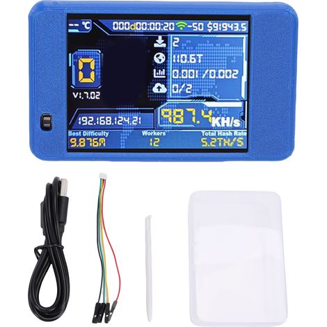 Mineur Bitcoin USB Plug and Play Bluetooth WIFI 1060KH/s Écran 2.8 Pouces – Solo Lottery Passionnés, Bleu (1/5)