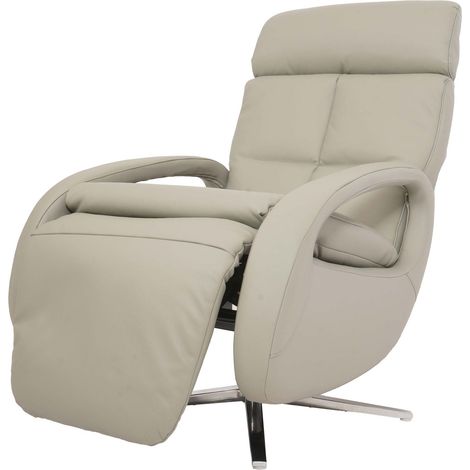 Fauteuil de relaxation fauteuil tv avec accoudoirs fonction inclinable rotatif en cuir gris 040006835