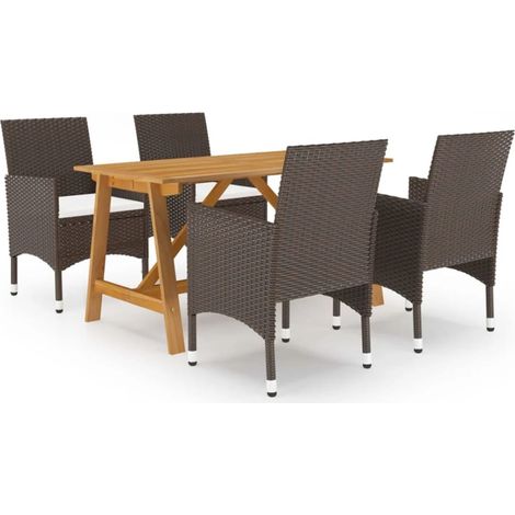 Ensemble Table et Chaise de Jardin Salon de jardin 5 pcs Marron 94478 (1/5)