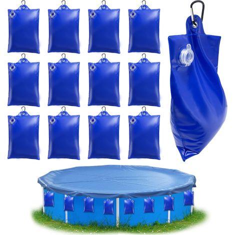 12 Pièces Sacs d'eau Lourds pour Couverture de Piscine,PVC Epais Sac de Suspension de Bâche de Piscine Etanche,Réutiliser Sac de Remplissage,pour Bâche de Piscine Hors Sol Antigel en Hiver (1/5)