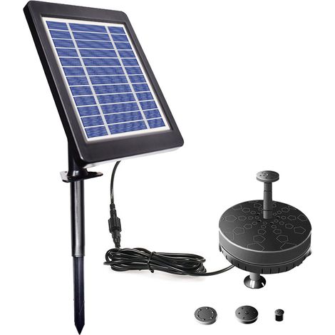 Pompe de fontaine solaire pour bain d'oiseaux 6 V 3,5 W Pompe à eau submersible sans balais à énergie solaire Batterie intégrée LED pour terrasse Jardin Étang Piscine (1/5)
