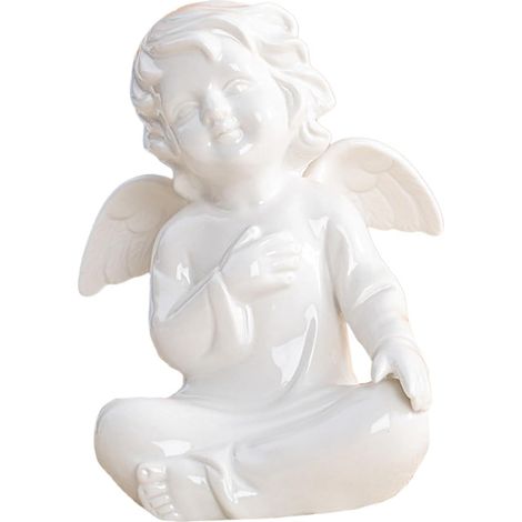 Figurine d'ange en Céramique Blanche Décoration de Table Européenne Statue d'ange pour Mariage et Bureau Modèle Créatif pour Intérieur Ornement Maison 1 Pièce (1/5)