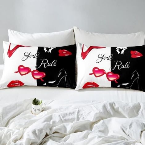 Housse de Couette - Microfibre - 200x200 cm - 2 Taies 65x65 cm - Motif Romantique - Confortable (1/4)