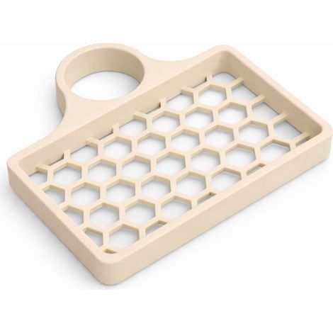 Porte-éponge pour robinet, organisateur d'évier ventilé beige (1/3)