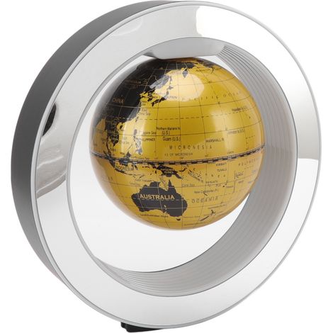 Globe flottant magnétique de 15 cm (6 pouces) en ABS doré, rotatif, avec lumière LED, pour la décoration intérieure et extérieure (idéal pour le bureau). Prise UE 100-240 V.