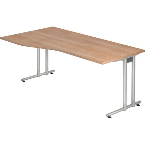 bümö Schreibtisch Serie-N Freiform: 180 x 100 cm Nussbaum (1/5)