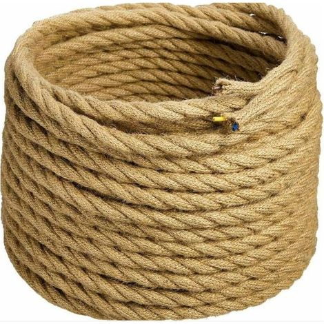 LED Lighting 10m Fil électrique Corde, 3 Cœurs Linge de Câble d'éclairage de Corde Vintage Fil de cuivre recouvert Rétro Tressé Industriel Corde pour DIY Pendentif Lampe (1/4)