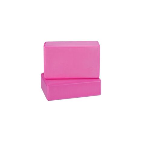 Lot de 2 blocs de yoga en mousse EVA haute densité, demi-hauteur, coloris rose fuchsia, accessoires de yoga et de fitness (1/5)
