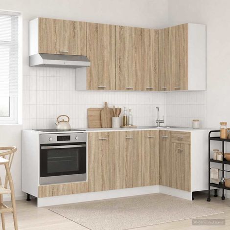 vidaXL Unité de cuisine LYON 8 pcs Chêne Sonoma Bois d'ingénierie (1/5)