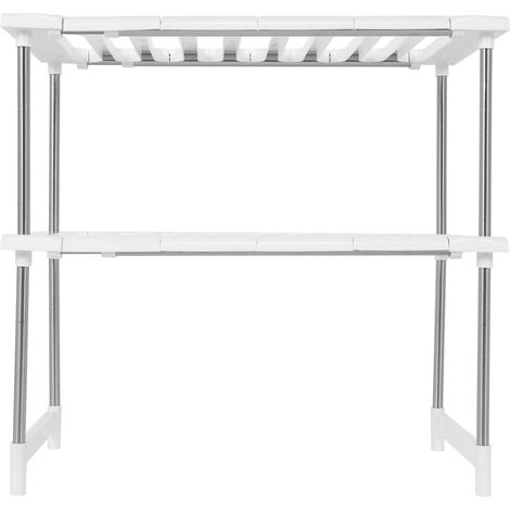 Étagère de rangement extensible à 2 niveaux en acier inoxydable pour sous-évier, support pour étagère de cuisine (1/5)