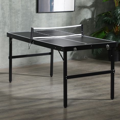 Ensemble de tennis de table - serrure et poignée - 152x76x72 cm - noir - cadre en aluminium - pliable (1/4)