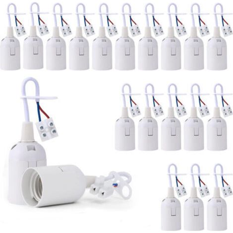 20 Pièces Douille de Lampe E27 Support Ampoule avec Testeur de Phase, Base de Lumière Douille de Suspension Douille de Chantier Rénovation Douille de Rechange Douille de Bâtiment avec Câ (1/5)