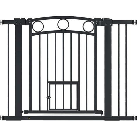 Cancelletto di sicurezza per animali 77 cm regolabile 76-104 cm con gattaiola nera OKWISH (1/5)