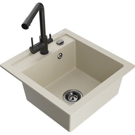 Mexen Vito 1-Becken-Granit-Spüle mit Mischbatterie Duero, Beige - 6503-69-671600-70 (1/5)