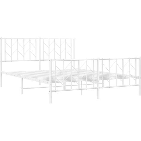 vidaXL Giroletto con Testiera e Pediera Metallo Bianco 150x200 cm (1/5)