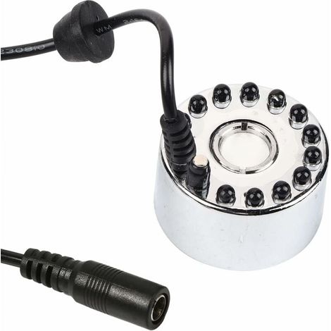 Ahlsen Nebelgerät, wechselnder Ultraschall-Nebelgerät für Wasserbrunnen, Teichzerstäuber, Luftbefeuchter, 12 LEDs, 24 V, Farbe (Dreifarbverlaufszerstäuber + EU), Ultraschall-LED-Nebelgerät (1/5)