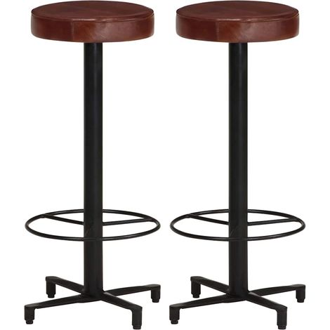 vidaXL Tabourets de bar lot de 2 76 cm cuir véritable (1/5)