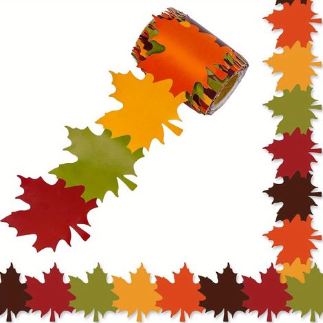 1 Pièce, Couleur Orange, Bords de Tableau D'Affichage D'Automne en Papier, 999.7 cm, pour École, Bureau (1/5)