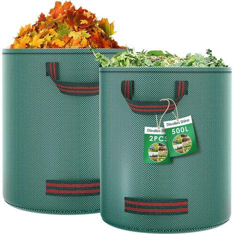 2X 500L Sac Dechets Verts de Jardin avec 4 Poignées, Autonome, Imperméable, Résistant à la Corrosion (1/5)